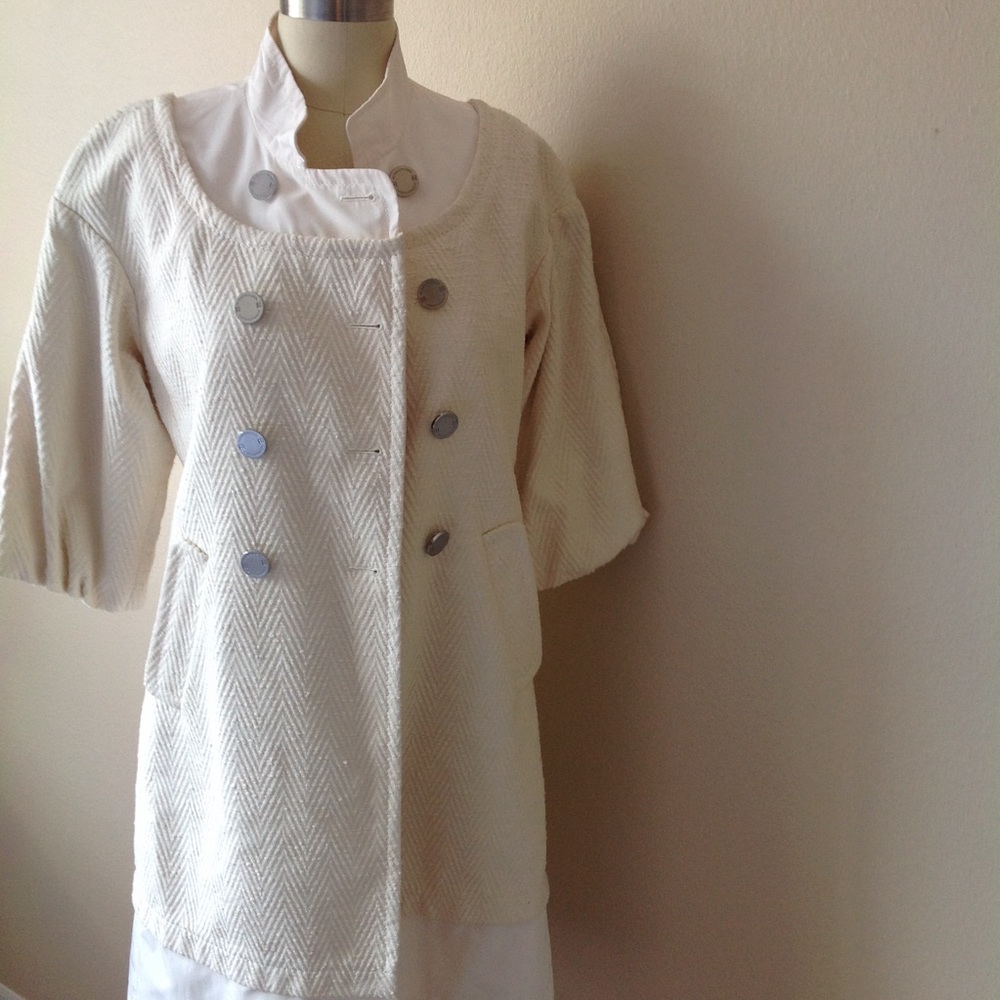BCBGMAXAZRIA WOVEN COAT OFF WHITE NWT